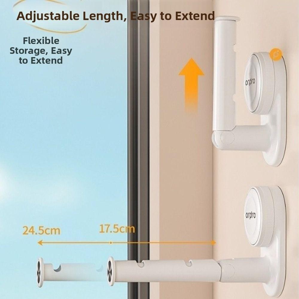Adjustable Length Clothes Hanger Organizer Suction Cup Installation Balcony Hanging Rack  Window