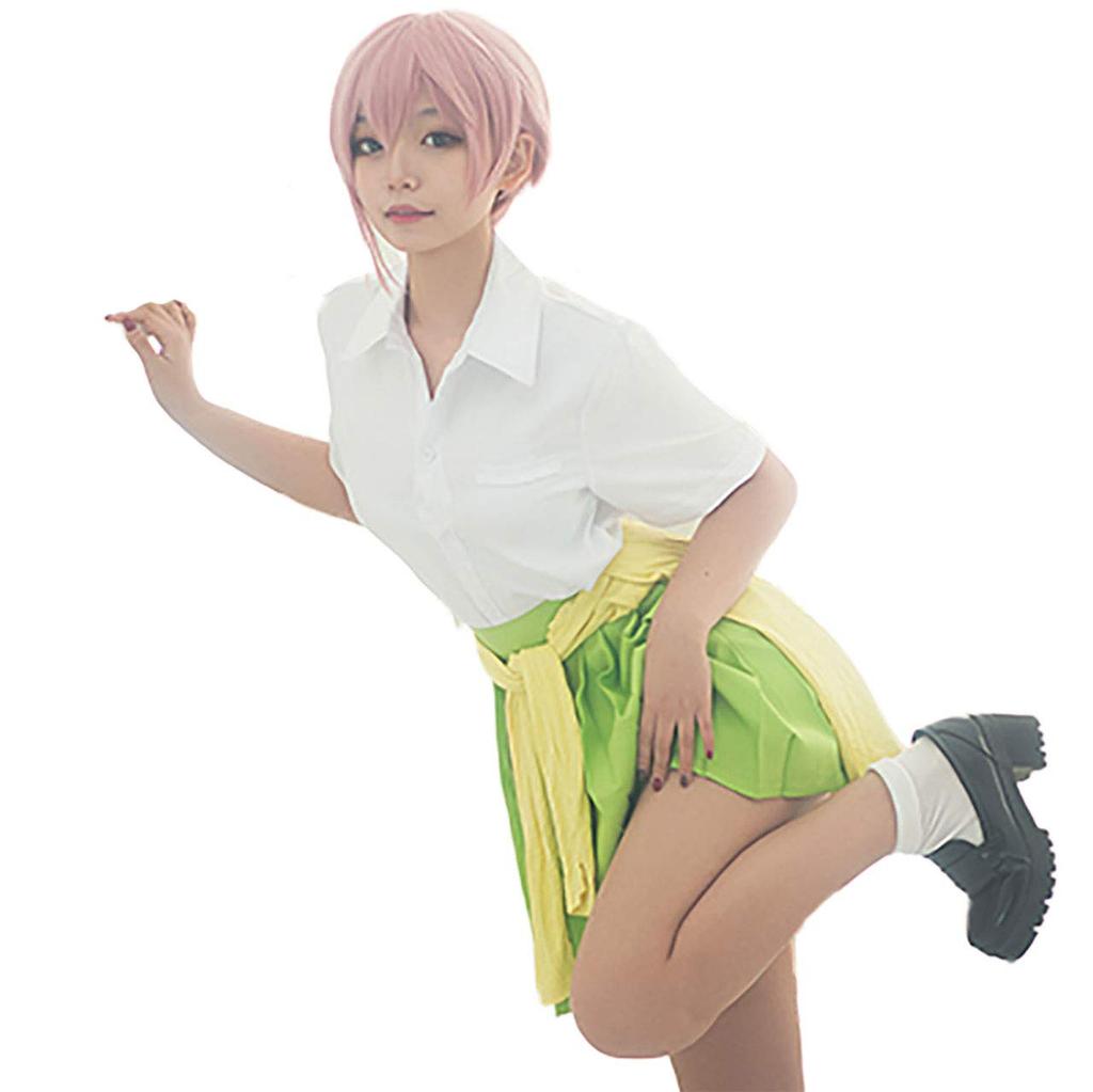 [Milky Time] The Quintessential Quintuplets Nakano Ichika, Nino Miku, Yotsuba Itsuki Cosplay Set with Wig, Halloween (M, Ichika Set)