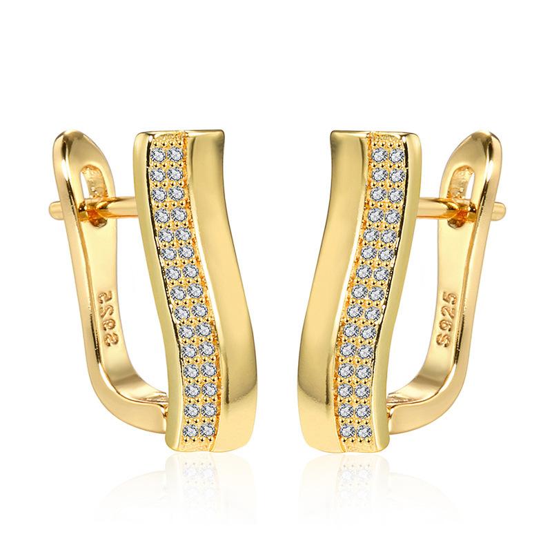 Stylish and simple wavy diamond versatile personalized hipster earrings