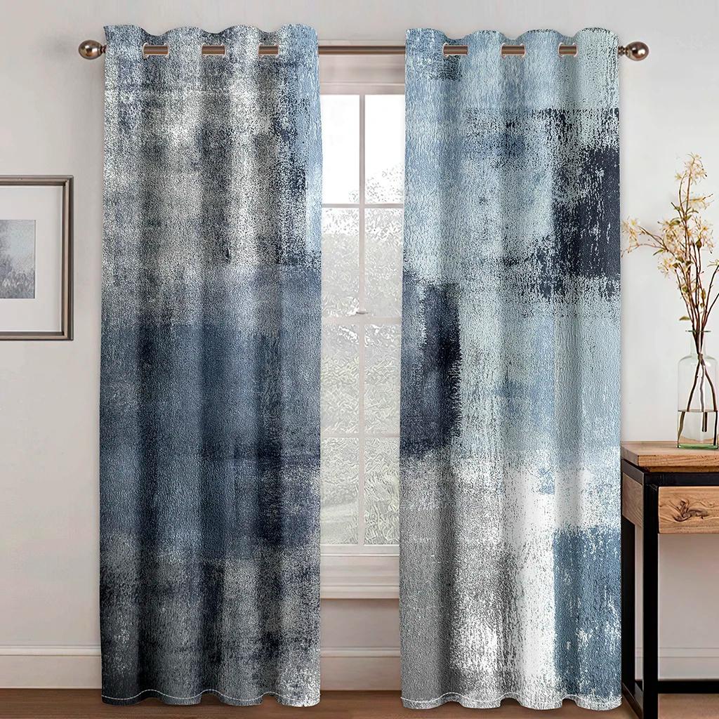 Cheap Modern Personality Curve Double Color Printing Curtain Living Room Bedroom Home Decoration Adult Decorative 2 Pieces