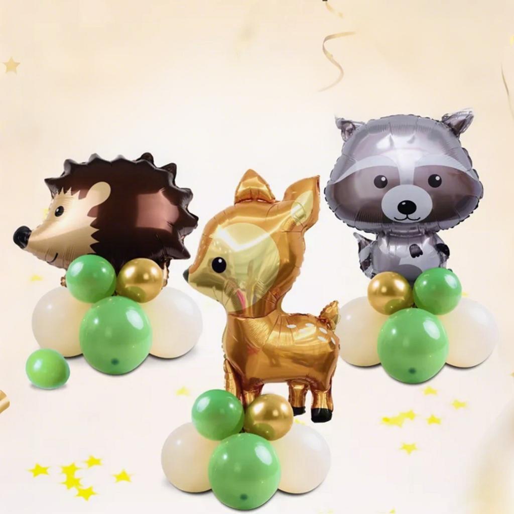 Jungle Animal Balloon Set Rabbit Deer Hedgehog Raccoon Fox Bear Aluminum Film Suitable for Party Decoration