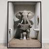 Animal Reading The Newspaper On The Toilet Posters and Prints Canvas Printing Wall Art Picture for Living Room Home Decoration