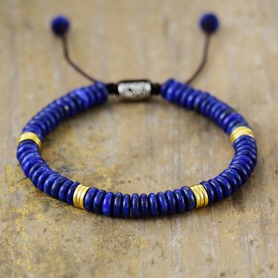 High-quality Natural Lapis Lazuli Handmade Beaded Bracelet for Men and Women, Adjustable Bracelet, Popular European and American Jewelry.