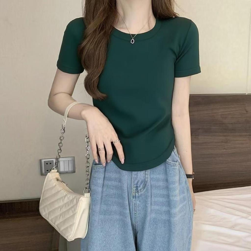 Women's 2026 Spring/Summer Loose Fit Pure Cotton Short Sleeve Round Neck T-shirt