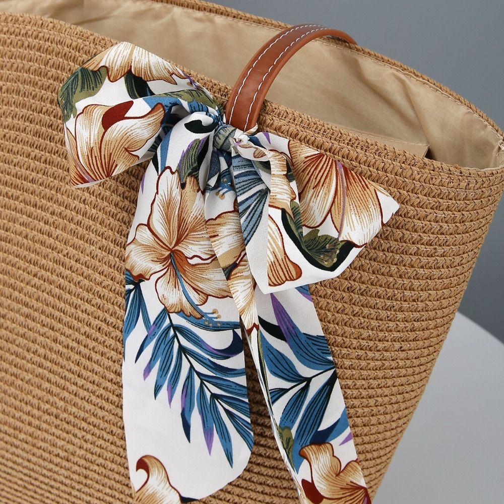 Sun Protection Straw Beach Hat Large Capacity Tote Bag Portable Beach Bag Travel Outdoors