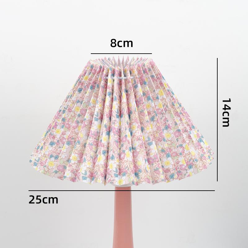 Retro Linen Fabric Floral Pattern Lampshades Pastoral Style Pleated Table Lampshade Bedroom Hotel Bedside Floor Lamp Cover