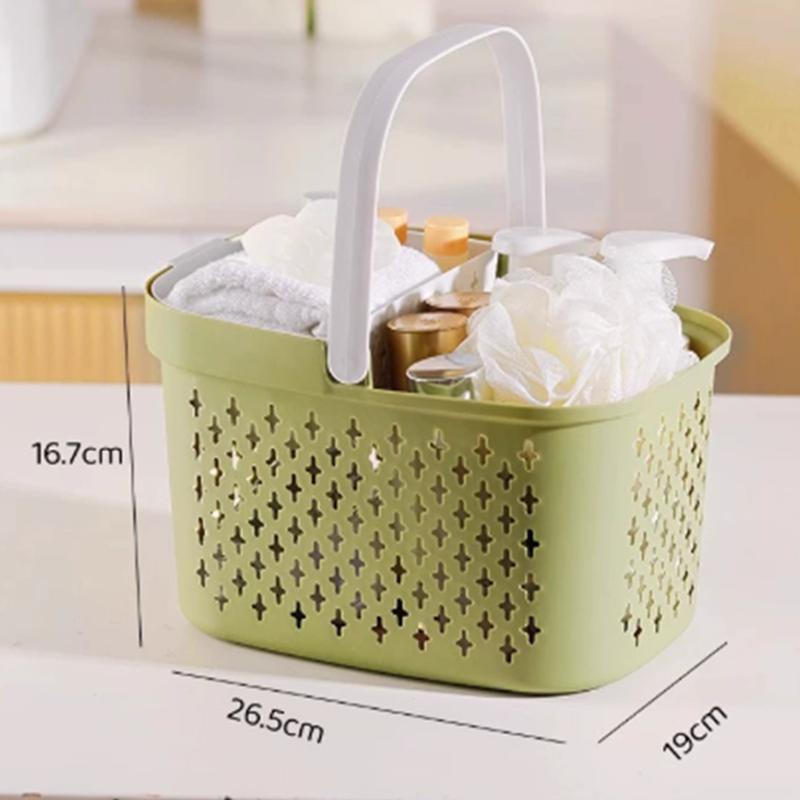 Cesto Organizer in Plastica con Manici Drenante Contenitore per Articoli da Toeletta Cesto Impilabile per Bagno Cucina Campeggio Palestra