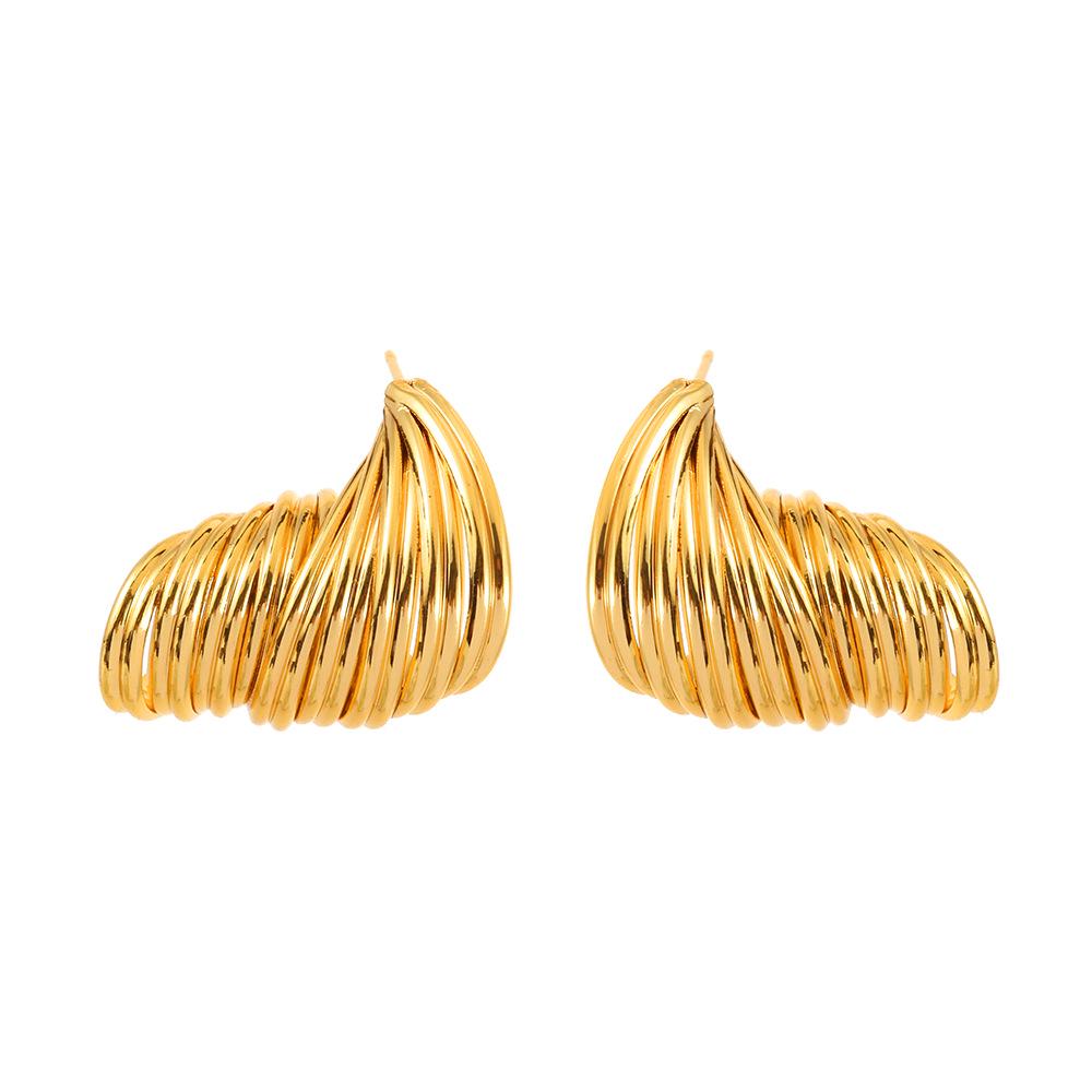 Personalized Retro Twisted Texture Stud Earrings for Women – Versatile, Light Luxury High-End Ear Ornaments.