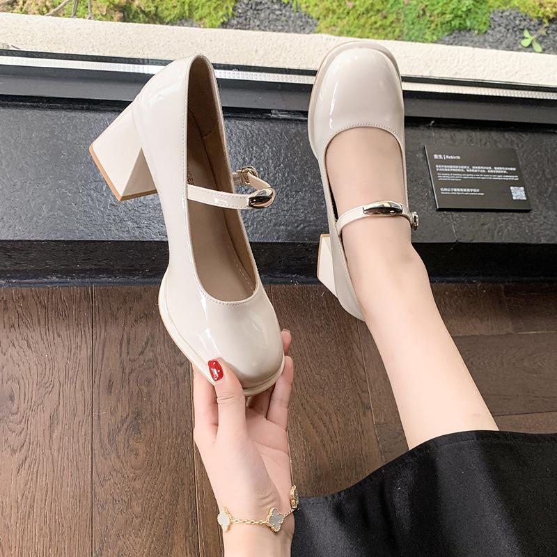 Women Mary Janes Shoes Luxury Party Women High Heels Designer British Style Lolita Shoe Elegant Thick Heel Women Shoes Sandalias
