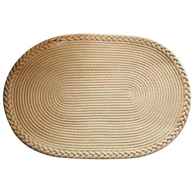 Bedroom Carpet Hand Woven Bedside Rug Study Living Room Oval Carpet Pure Color Floor Mat Beige