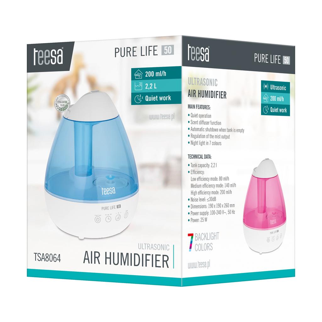 Ultrasonic air humidifier 2.2L quiet efficient LED lamp 7 colors
