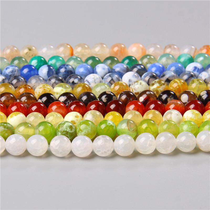 Natural Smooth Dragon Veins Agates Beads Loose Cracked Stone Beads for Jewelry Making DIY Bracelets Necklace 15'' 6 8 10mm