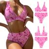 Fashion Women's Sexy Solid Color Lace-Up High Waist Open Back Split Bikini Swimsuit