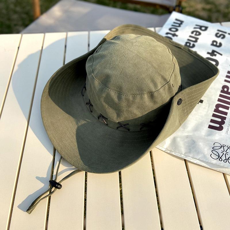 Outdoor Hiking Hat Women'S Summer Sun Hat Big Eaves Sun Protection Bucket Hat Hiking Camping Shade Western Cowboy Hat Men