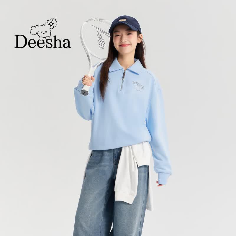 Girls Casual Lapel Sweatshirt 160