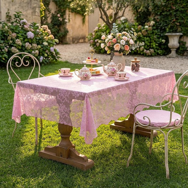 1pc Black Lace Tablecloth with Phoenix Tail Flower Embroidery for A Wedding, Suitable for Outdoor Parties and Home Decoration
