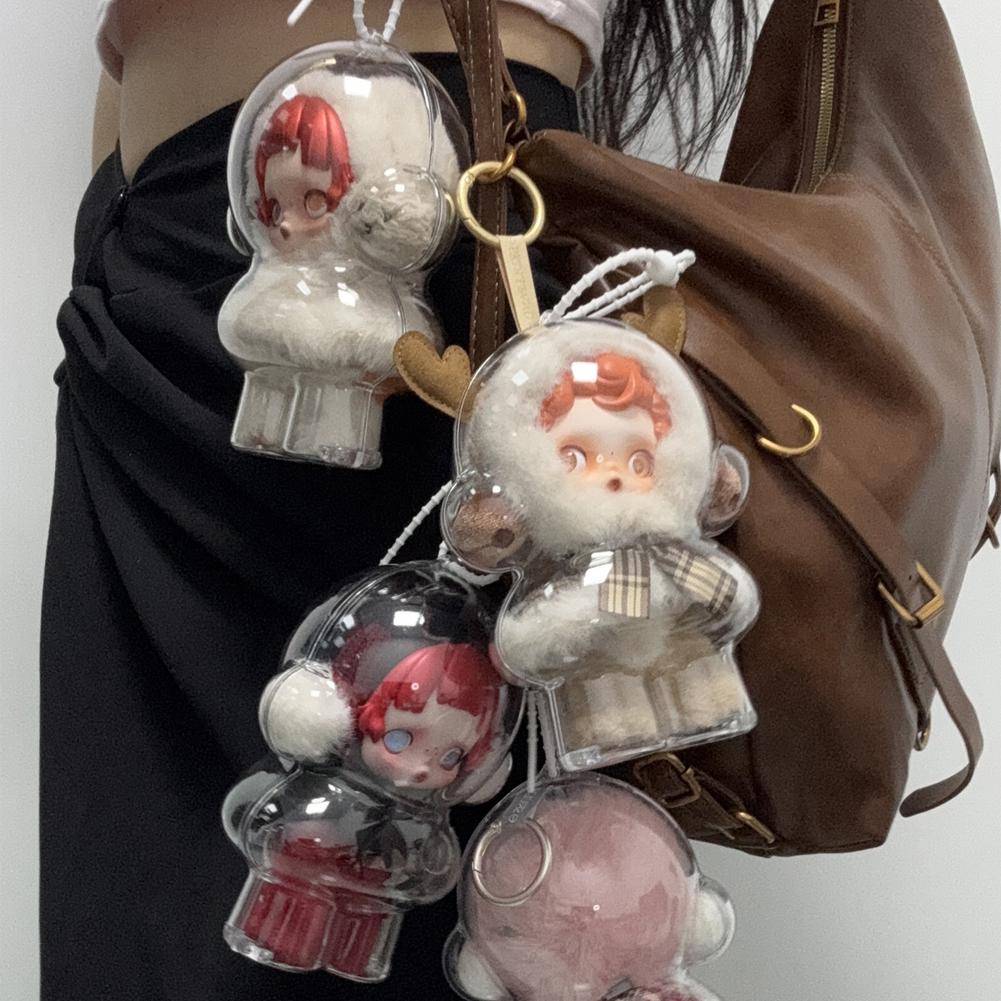 1PC Protective Acrylic Storage Case For Plush Dolls Display Bag for Skull Panda No Doll Transparent Portable Cable Organizer Box
