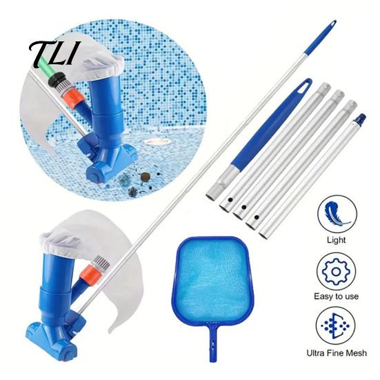 Water Pressure Pool Cleaner Vacuum Head with Detachable Pole And Leaf Bag, Hot Tub Skimmer Net, for Swimming Pools, Ponds, Fountains, Tubs