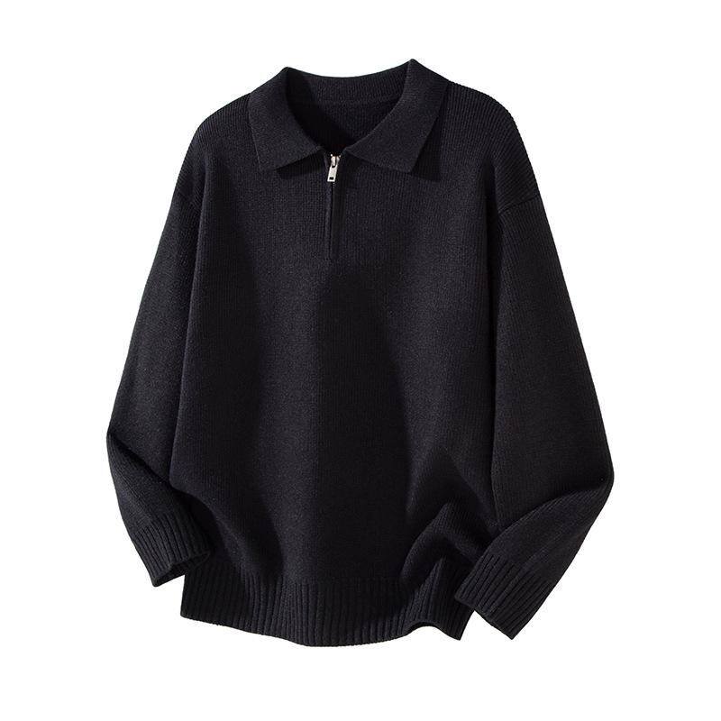 Mu Yuan Unisex American Cleanfit Polo Collar Sweater - Casual, Loose, Versatile Knitwear for Men