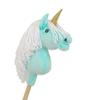 Cavalo de Pau Unicórnio em um Pau, Pequeno, Menta, com Crina Branca e Chifre Dourado