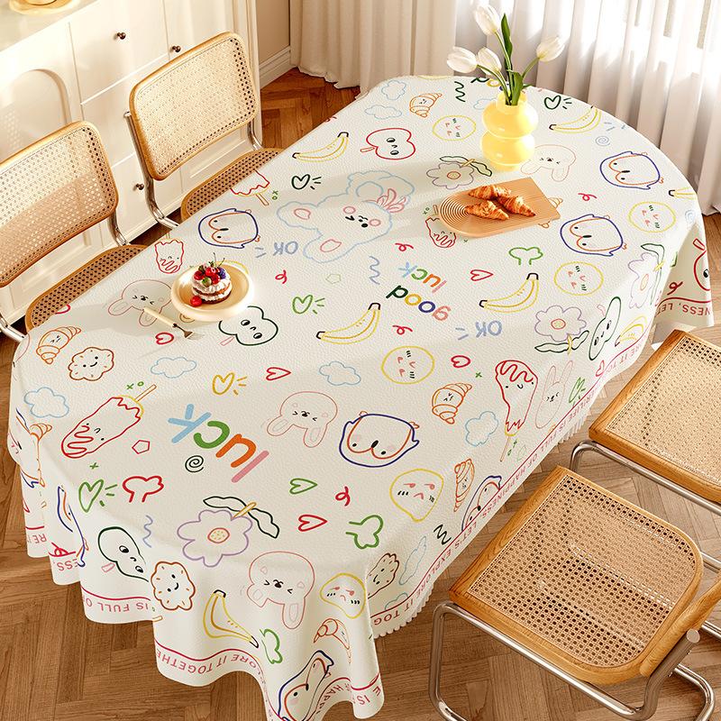Luxury Cartoon Printed Waterproof Tablecloth High-End Lambskin Table Cover for Living Room Soft Easy-Care Furniture Protector
