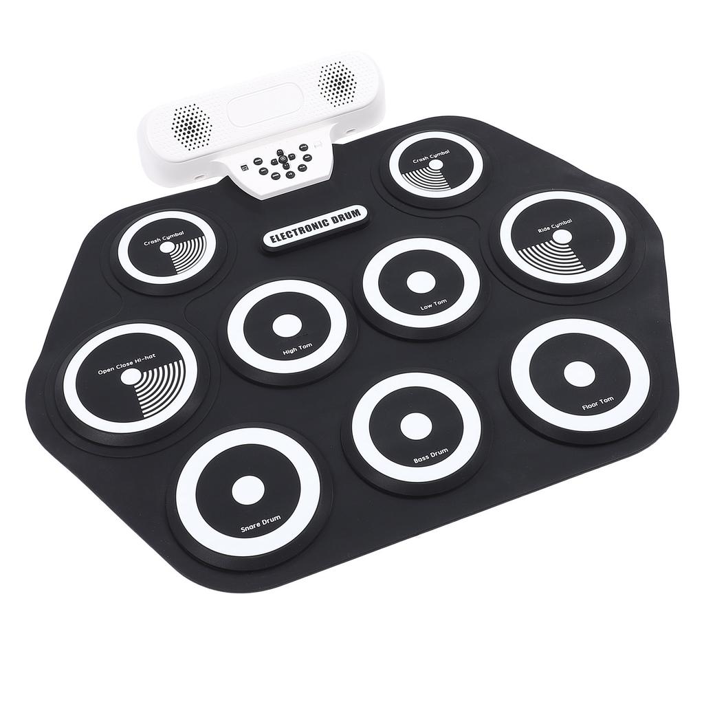Electronic Drum Pad Portable Hand Rolled Drum Pad Double Speakers Bluetooth Rechargeable Silicone Ro