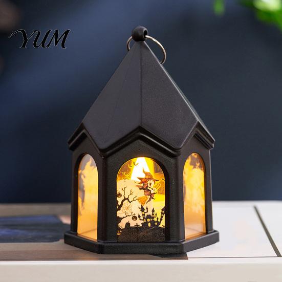 Kids Halloween Gifts Pumpkin Lantern, Gothic House Shape LED Flickering Candle Light Party Souvenirs for Party, Spooky Table Centerpieces, Home