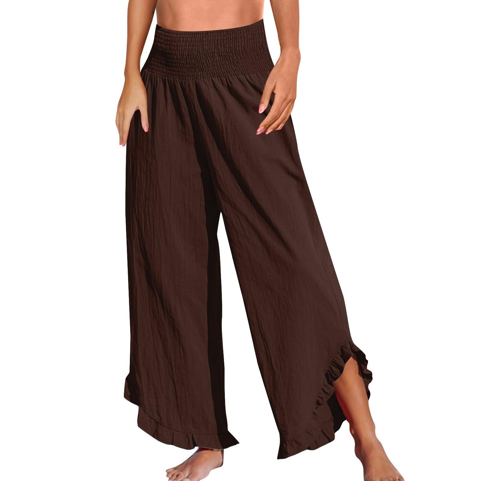 

Women s Fashion Solid Color High-Waisted Loose Pants 3XL