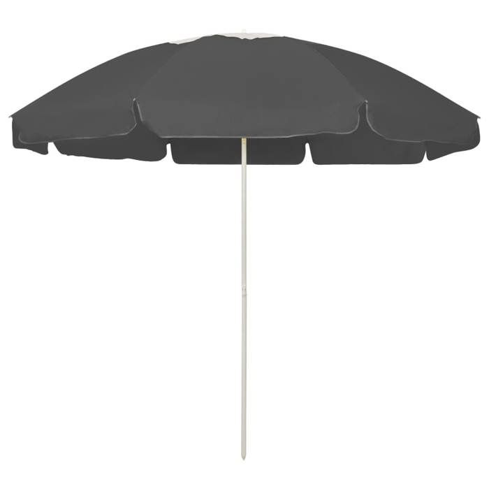 Parasol de plage - Maison Exclusive - Anthracite - Ø207 cm - Polyester anti-UV - Inclinable