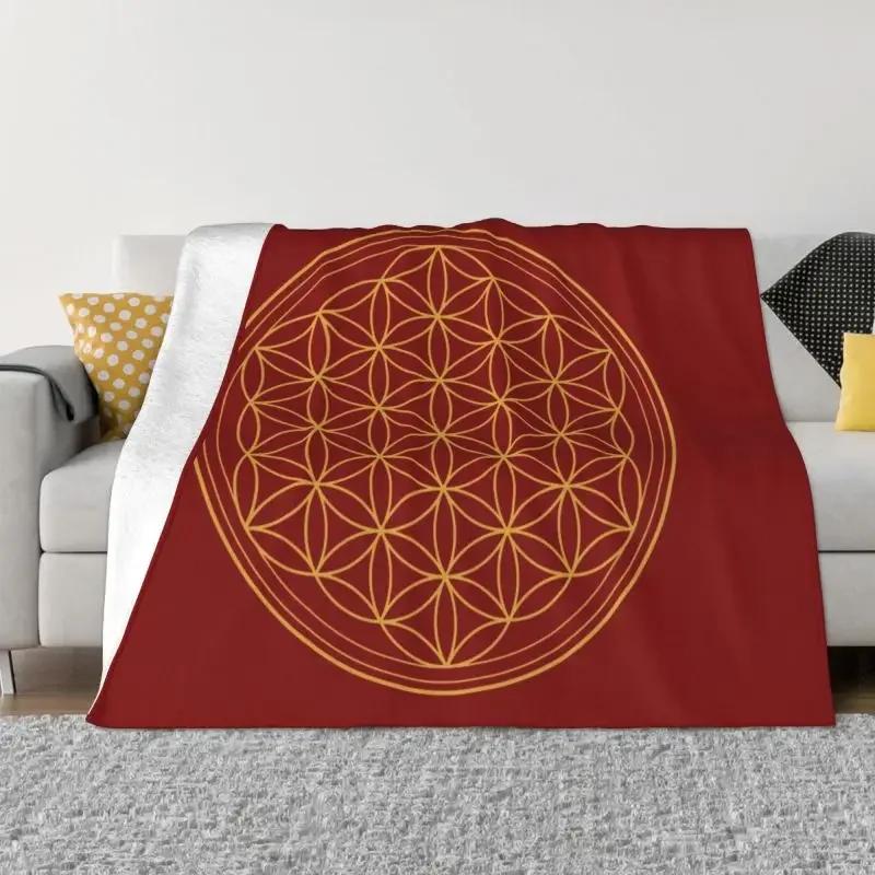 Flower Of Life Sacred Geometry Blanket Flannel Fleece Geometric Pattern Mandala Throw Blankets for Travel Bedding Couch Quilt