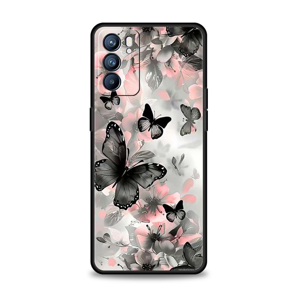 Fashionable Butterfly Flower Pattern Phone Case For Oppo Reno 13 12 11 10 7 F Find X5 X6 A98 A80 A79 A78 A57 A17 Pro 5G Soft TPU