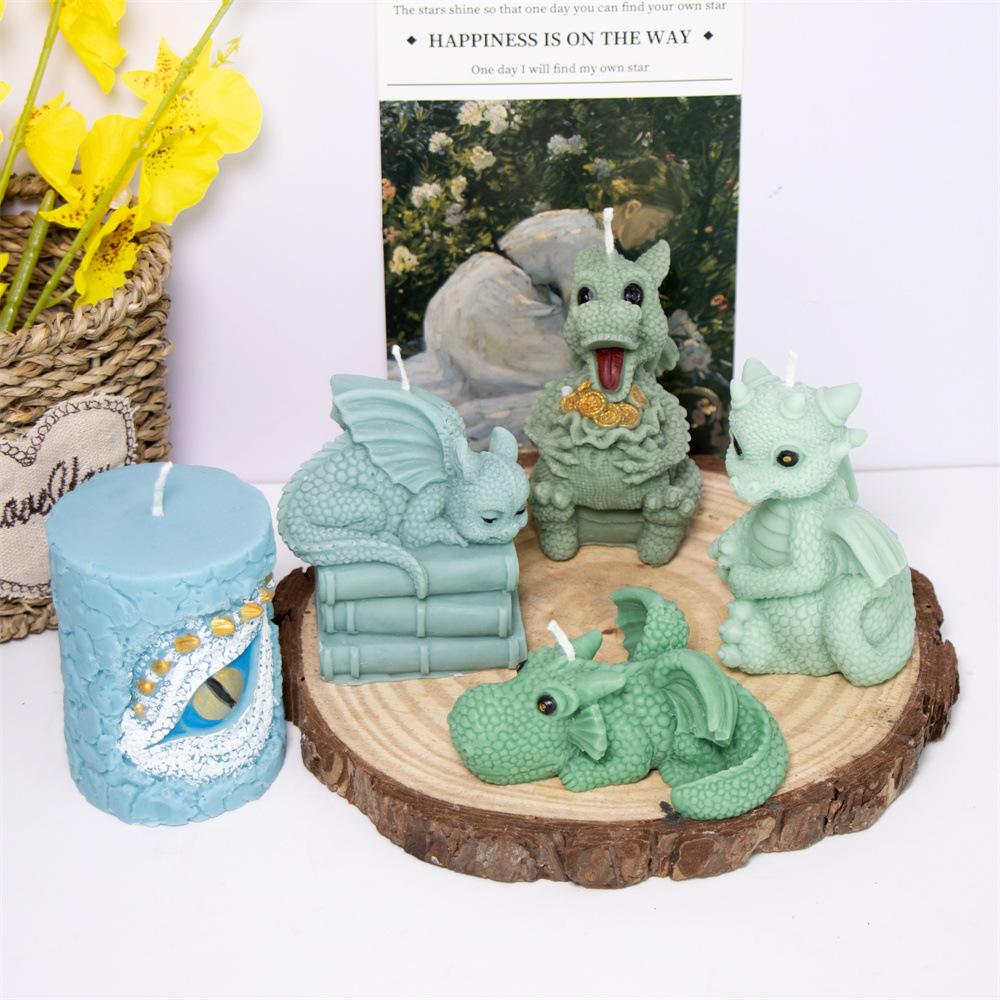 Silikonová forma na svíčky s drakem Sloup s dračím okem Forma na sádrové odlitky Roztomilý drak Silikonové formy na pryskyřici, epoxid, sádru, hlínu Dekorace do domácnosti