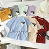 2Pcs/Set Kids Boys Set Tracksuit Summer Girls Sports Outfit Casual Loose Solid Short Sleeve T-shirts + Shorts Children Clothes Sets
