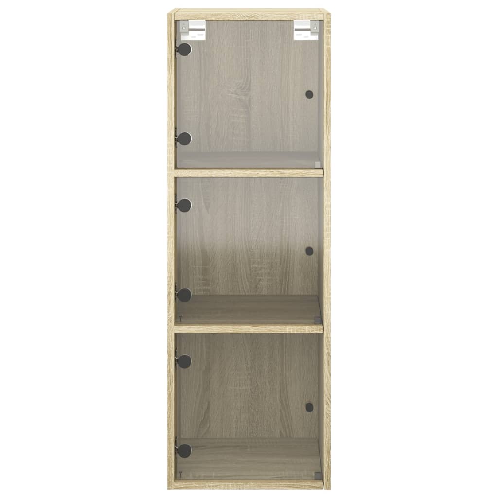 Wall Cabinet with Glass Doors Sonoma Oak Finish 35 X 37 X 100 Cm