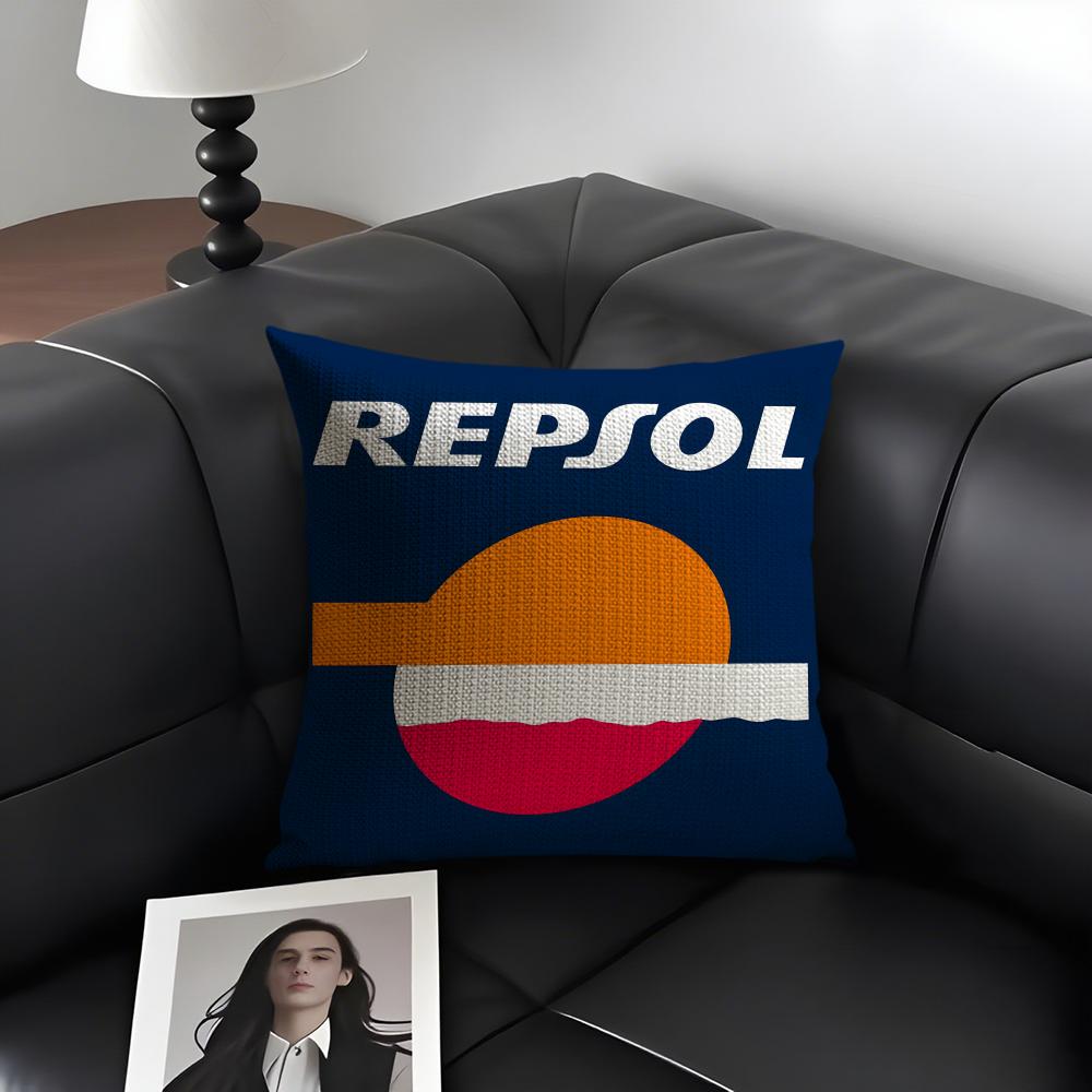 RRepsol Logo Kissenbezug Natürlicher Leinen Bio-Stoff Beidseitiger Druck Sofa Heimdekoration Geschenk Kissenhülle
