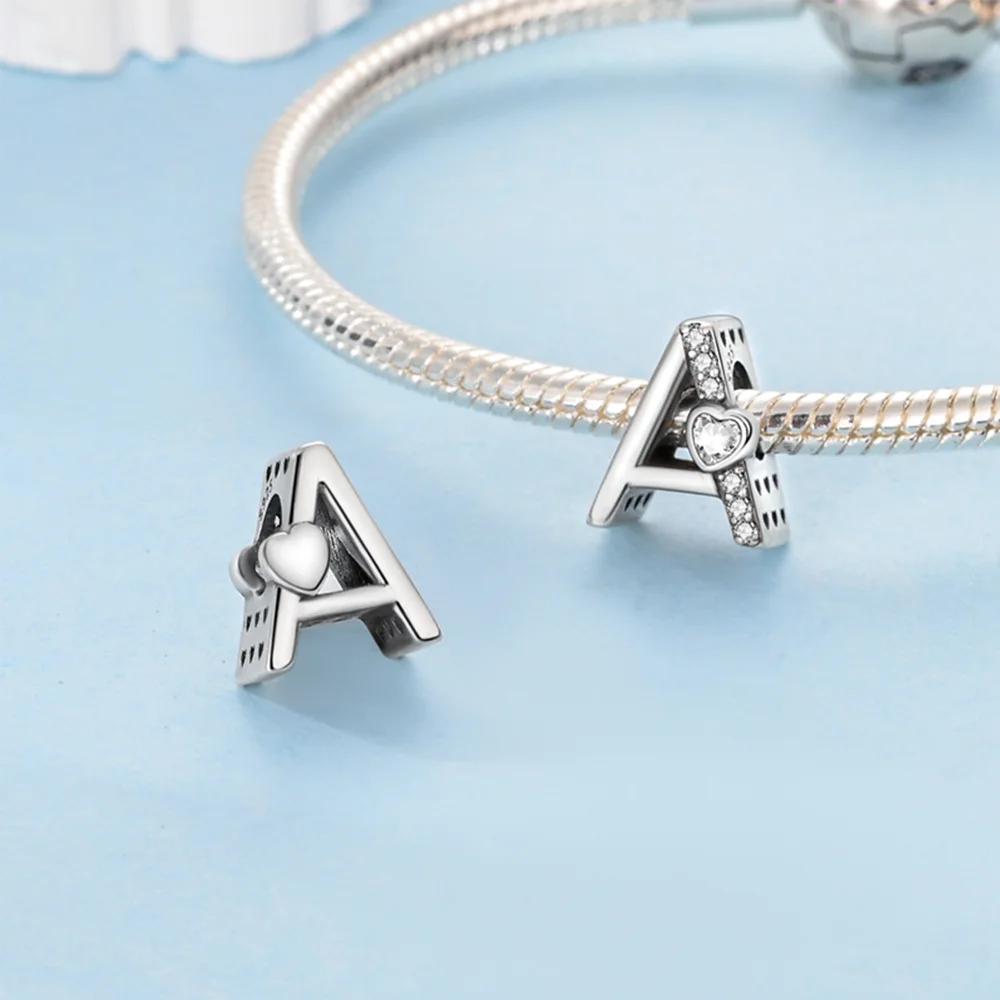 Charm Bead Charms Plata Originales Letter Collection Shining Bead Charms Ideal For Charm Bead Charms copper Bracelets Jewellery Making Womens Gift