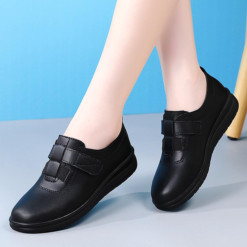 Women's Black Loafers Moccasins Casual Slip On Walking Shoes for Mother Plus Size