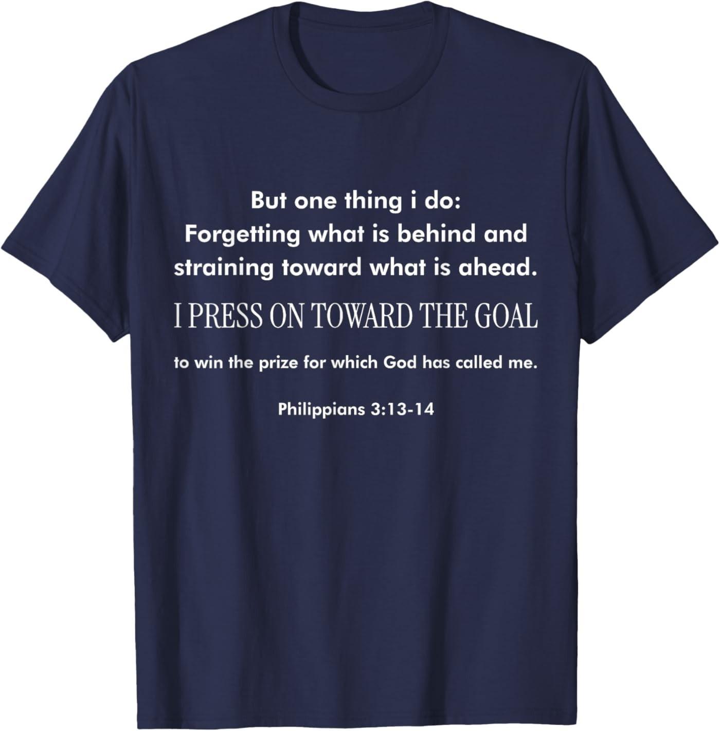Motivational Christian Bible Verse Philippians 3 13-14 Faith T-Shirt S разноцветный