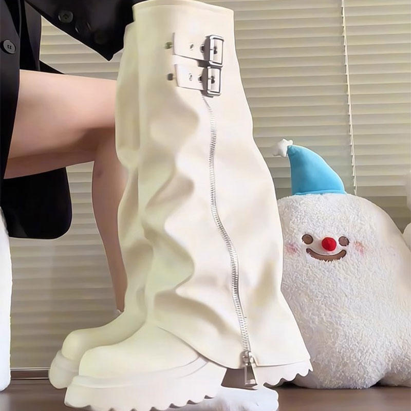 

Сапоги-трубы на толстой подошве, увеличивающие рост, женские, крутые, с большими голенищами до колена, милые, классные, высокие, маленькие сапоги-рыцари 40