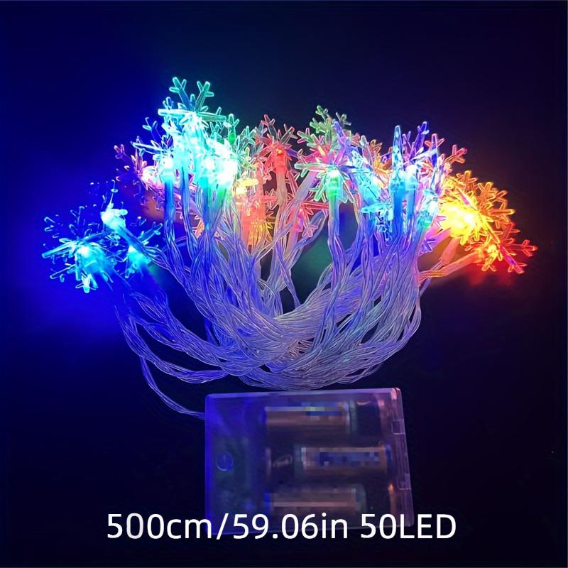 6M LED Snowflake Decorative Light String Battery Powered RGB Flash Snowflake Light Christmas Decorative Light Car Trunk Gift