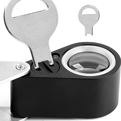 WOVTE 20x Magnifying Glass, Portable Jewelry Magnifier with Optical-Grade Lens, Foldable LED/UV Light (20x21mm Magnification)