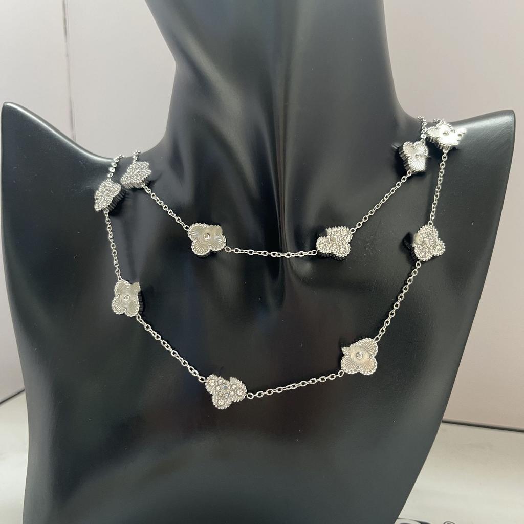 90cm Long 20-flower Classic Four-leaf Clover Necklace for Women 18K Non-fading Necklace Sweater Chain