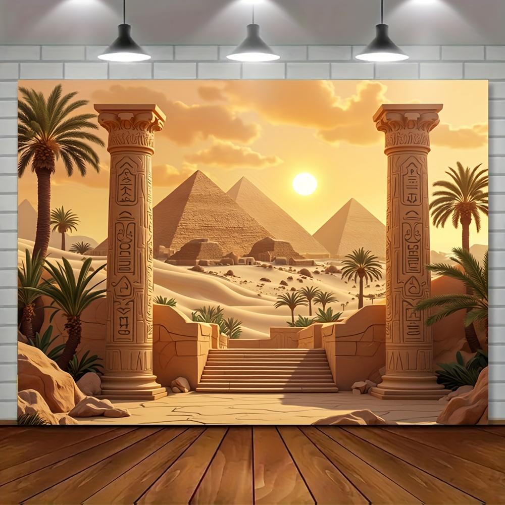 A Tapestry Themed Around the Egyptian Pyramids - a Vibrant Photographic Background Scene That Showcases the Sphinx
