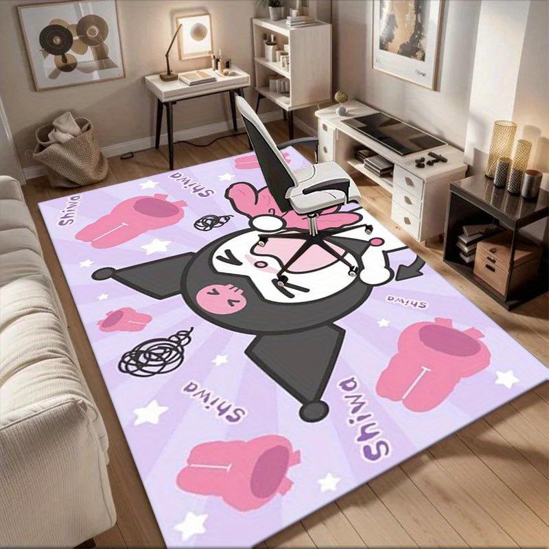 1pc Sanrio Kuromi Mermaid Printed Office Carpet Rectangle Rug Under The Table,Perfect Room Decor for Living Room, Bedroom, Kitchen, Non-slip Floor Mat
