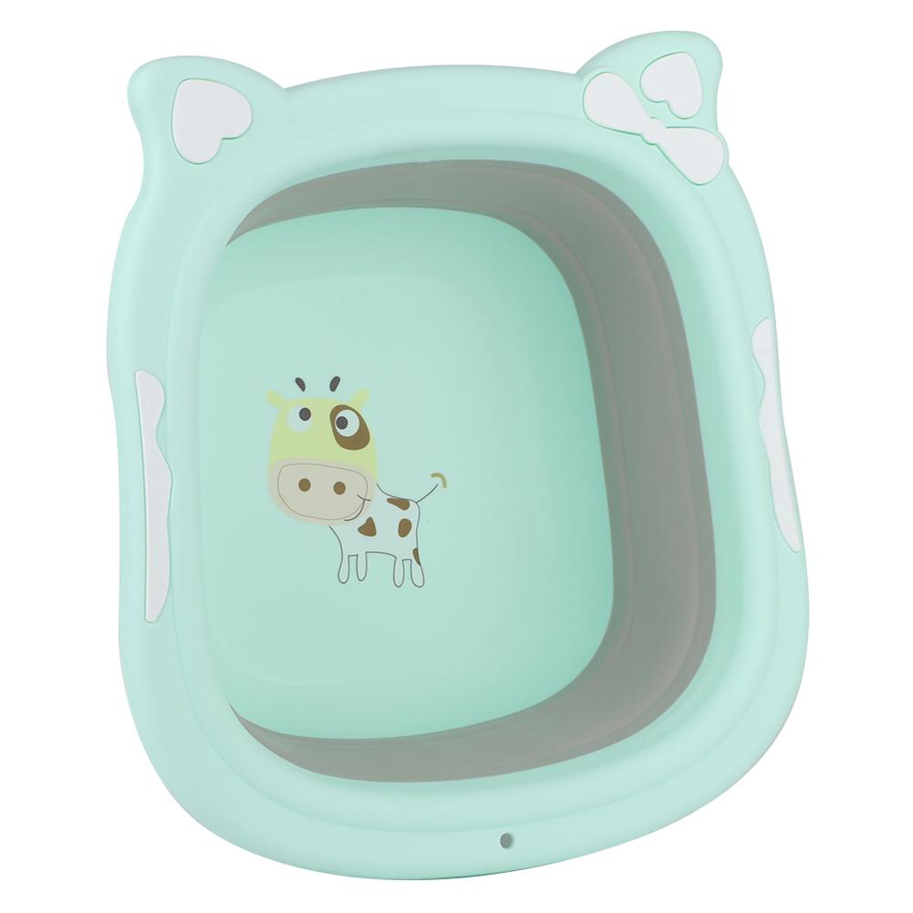 Folding Washbasin Baby Ass Washing Basin Cartoon Face Foot Washbasin for Baby InfantsGreen