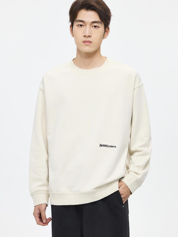 WOOG2005 Men's Embroidered Round Neck Casual Long Sleeve Hoodie - Autumn 2025 Collection 