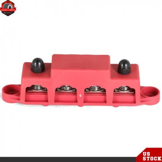 5/16" Red 4 Post Busbar Bus Bar Power Distribution Block 12V 250A With Cover