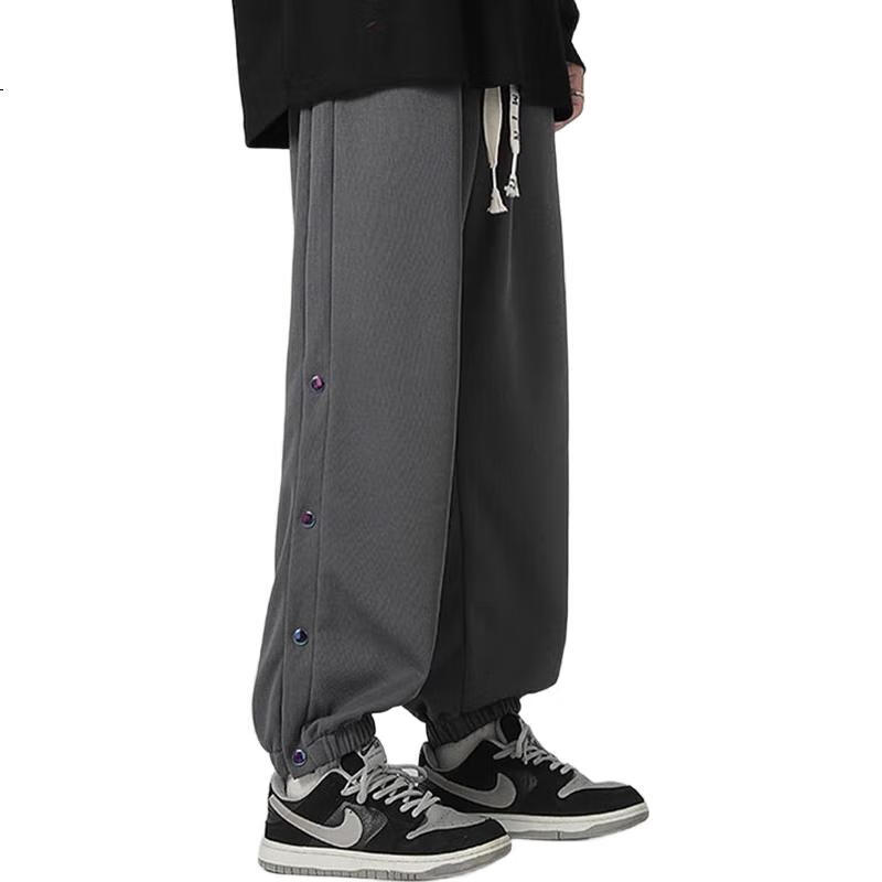 Dingfengbaoluo Lässige Hose für Herren, Frühling Locker geschnitten Knopfleiste Verjüngtes Bein Streetwear Trendig Vielseitig Jogginghose 9709 Aprikot Farbe Größe L L (Recommended 114-130 Jin) gray