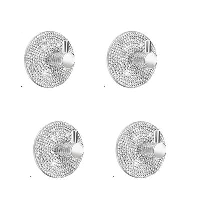4pcs Punch Free Wall Hook Strong Adhesive Square /Round Bathroom Door Hook Single Hook Wall Mounted Towel Hanger Hook Clothe Bag