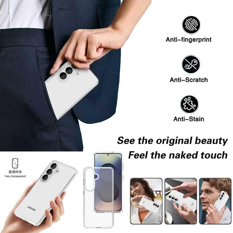 Anti Yellowing Clear Case for Samsung S26 Plus S25 Edge S24 Ultra S23 5G Glitter Military Grade Protection Shockproof Cover Transparent Girls Women
